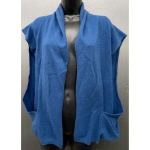 InCashmere Sweater‎ Vest Cape XS Blue Short Sleeve Open Quiet Luxury Lagenlook